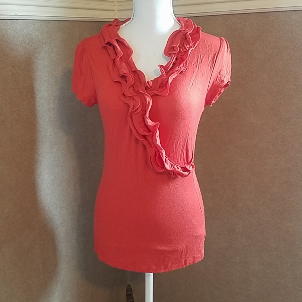 Women's v-neck burnt orange blouse (med)